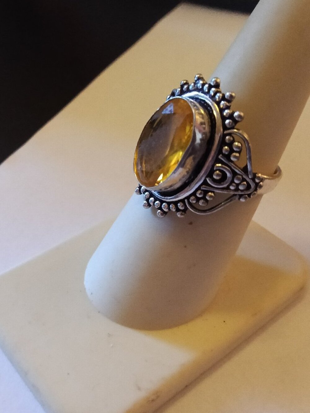 Citrine Gemstone Sterling Silver Ring 7.75